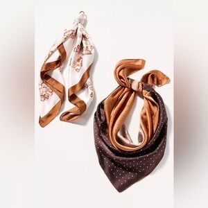 ANTHROPOLOGIE Satin Hair Scarves Set of 2 $38 Retail NWT